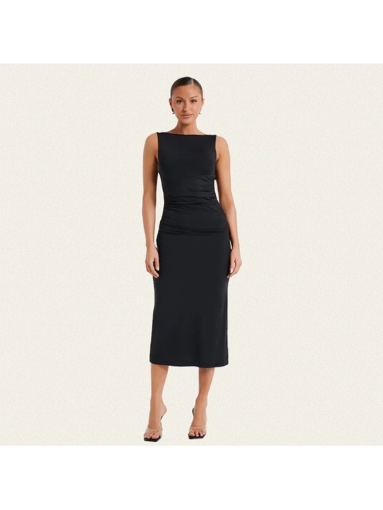 Meshki Dresses & Skirts - Meshki Black Boatneck Sleeveless Midi Dress